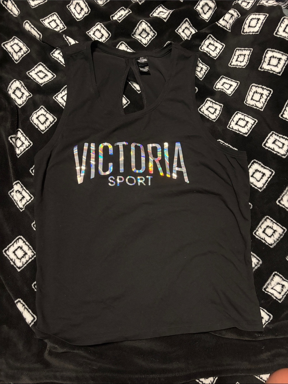 Victoria's Secret Black Tank with Holographic Logo